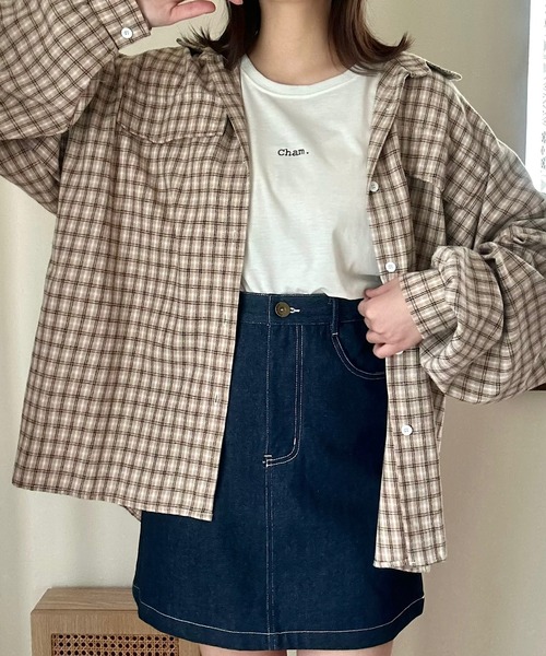 Cham. ブラウス シャツ ゆるだぼチェックシャツ レディース