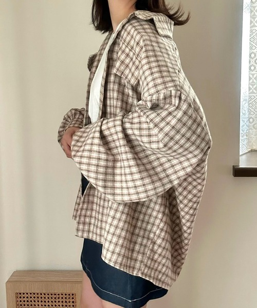 ブラウス シャツ ゆるだぼチェックシャツ レディース Cham. ブラウス シャツ ゆるだぼチェックシャツ レディース