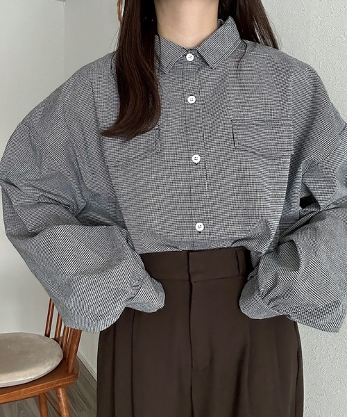 【美品ほぼ新品】 KEITH／キース ボイルシャドーチェック シャツ ブラウス KEITH - 【美品ほぼ新品】 KEITH／キース ボイルシャドーチェック
