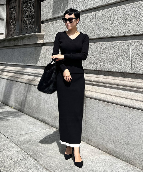 スカート リブニット配色タイトスカート : ZOZOTOWN Yahoo!店 - 通販