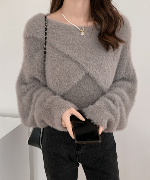 ABITOKYO ニット セーター インナーキャミ付きカシュクール