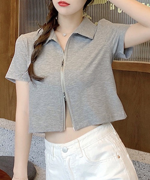 Amulet（アミュレット） tシャツ ダブルジップ半袖トップス レディース