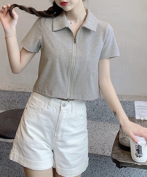 Amulet（アミュレット） tシャツ ダブルジップ半袖トップス レディース
