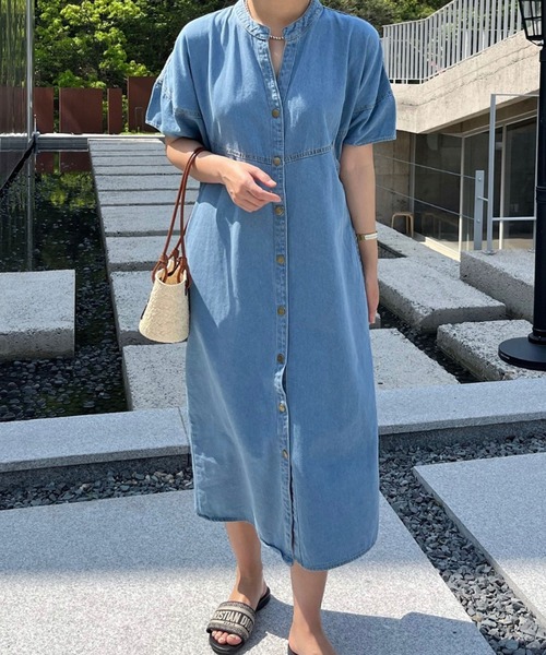 VitaFelice ワンピース ランタンスリーブデニムワンピース : ZOZOTOWN