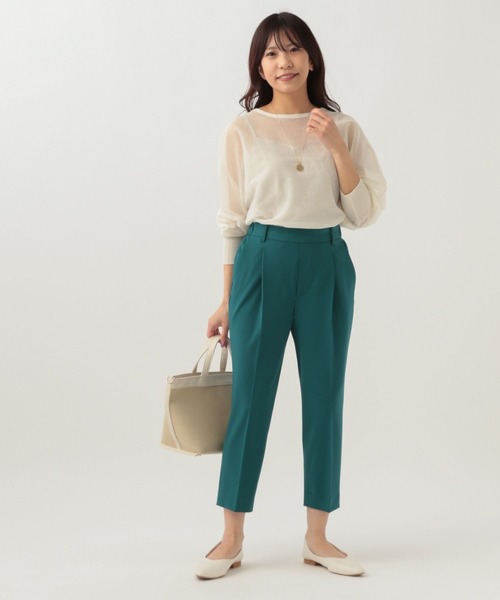 マルキヨツナギ服　Lサイズ エメラルドグリーン　10着セット Elura パンツ 「低身長サイズ Elkotona」コトナ夏ラクテーパード