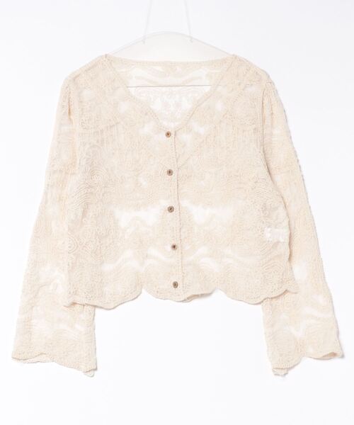 カーディガン 「 ammy. / エイミードット 」 透かし編み 刺繍 レース
