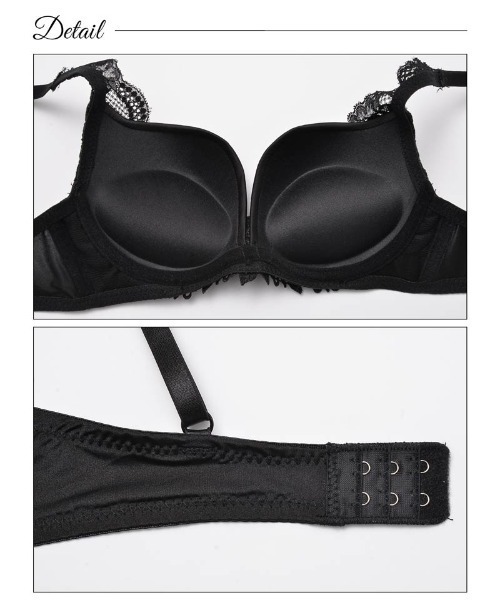 ma　ダスティブラック Sサイズ ブラジャー 2個セット ブラジャー ショーツセット ダスティ マットサテン エンブロイダ