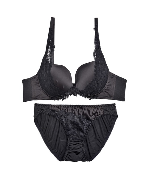 ma　ダスティブラック Sサイズ ブラジャー 2個セット ブラジャー ショーツセット ダスティ マットサテン エンブロイダ