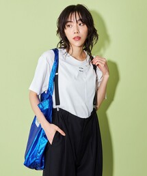 tシャツ ボクシー半袖Ｔシャツ レディース ぼやけ文字プリント ボクシー 半袖Tシャツ[品番：KH000015538