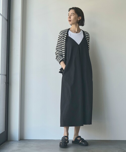 ワンピース ポリツイルダブルストラップキャミワンピース レディース 