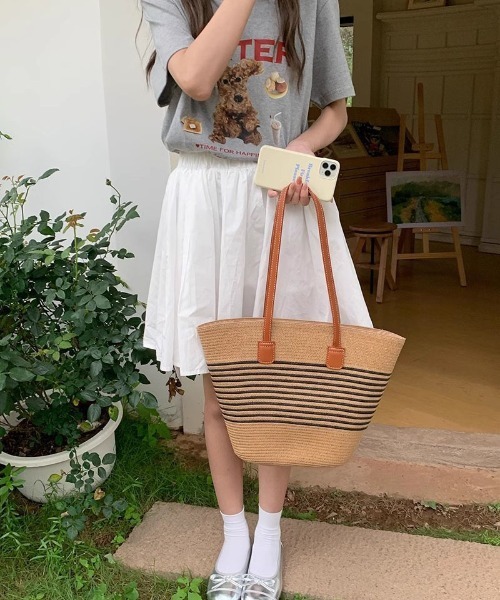 gossip!ロサンゼルス かごバッグ カゴバッグ ワラ編みトート