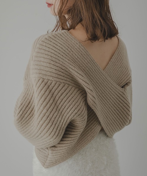 ニット セーター 2WAYクロスニット レディース rectangle ニット セーター 2wayクロスデザインニットトップス