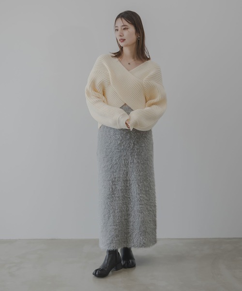 ニット セーター 2WAYクロスニット レディース rectangle ニット セーター 2wayクロスデザインニットトップス