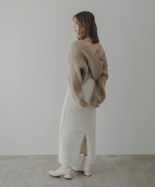 rectangle ニット セーター 2wayクロスデザインニットトップス