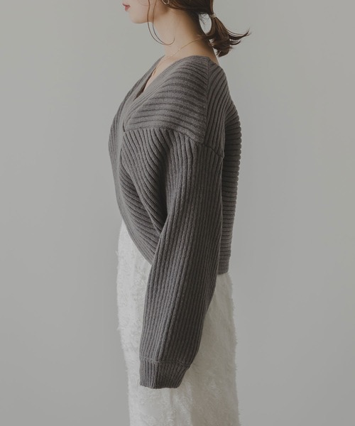ニット セーター 2WAYクロスニット レディース rectangle ニット セーター 2wayクロスデザインニットトップス