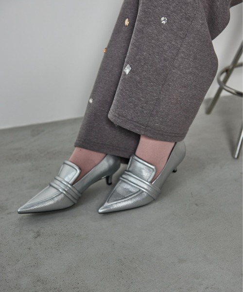THE Yon パンプス フェイクパテントレザーローファーパンプス