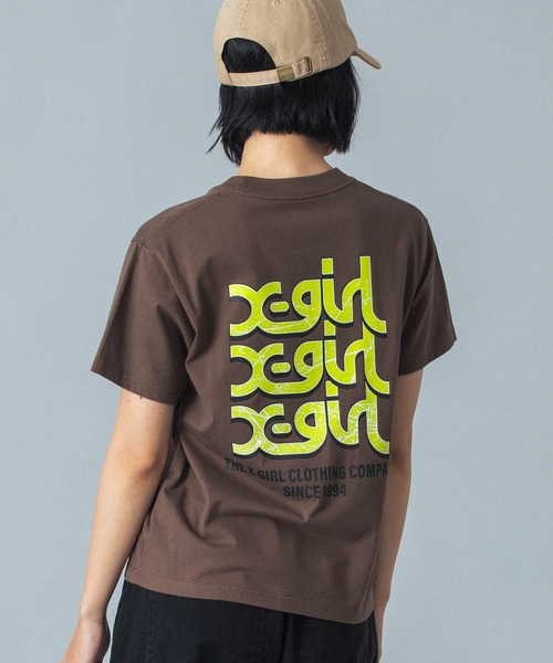 エックスガール X-girl DRIPPING PAINT LOGO S/S TEE ドリッピング ペイント 半袖 Tシャツ レディース ストリート ブランド 新品 正規品 X-girl tシャツ DRIPPING PAINT LOGO S/S TEE レディース