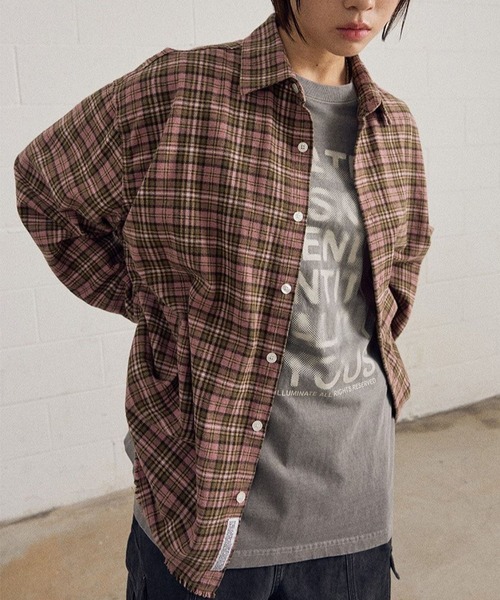ブラウス シャツ 「UNISEX」Filluminate／GEEK チェックシャツ レディース メンズ ALAND ブラウス シャツ 「UNISEX」Filluminate／GEEK チェック