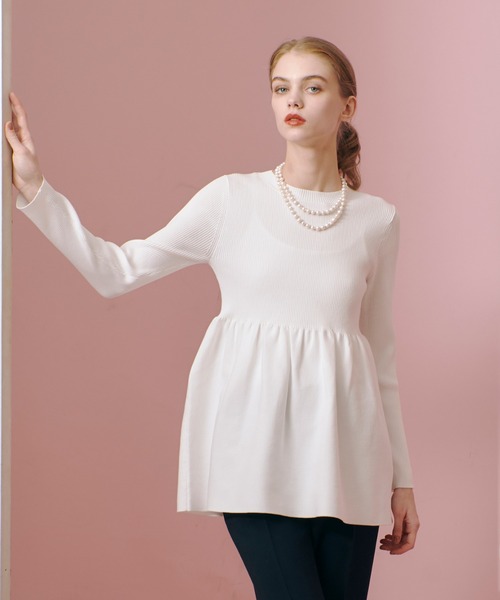 ニット セーター 「LOULOU WILLOUGHBY」ペプラムニットプルオーバー レディース
