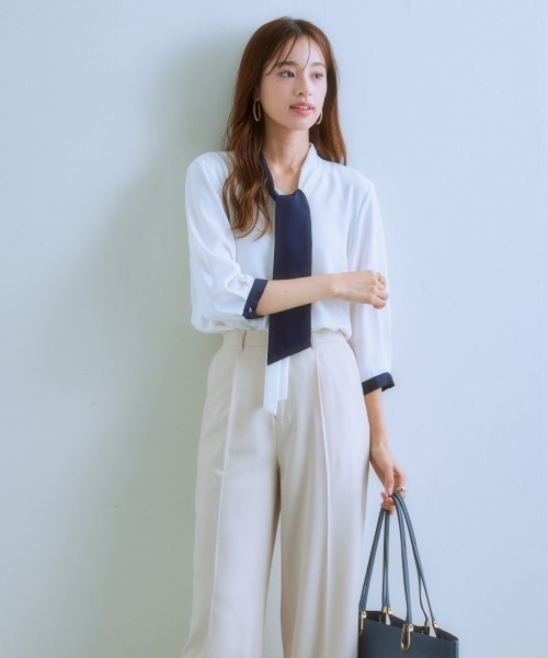 ブラウス M〜Lサイズ ベージュ 七分 7days Life Styling 「7days Styling」 「della luce」7分袖