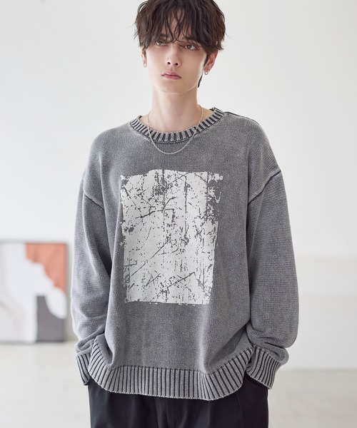 セーター ニット 「25AW」ピグメント加工/箔プリント天竺編み