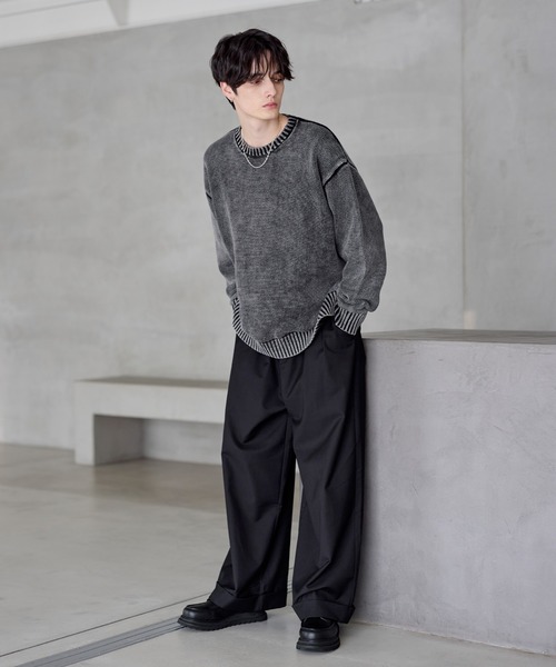 セーター ニット 「25AW」ピグメント加工/箔プリント天竺編み