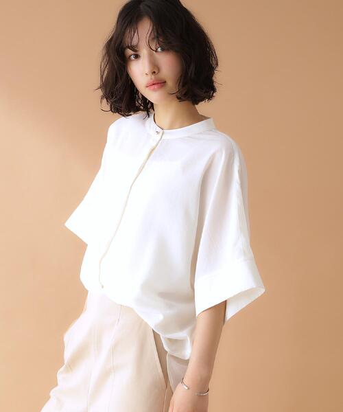 【m.a.m.a】新品未使用 CABaN ノーカラーブラウス 白 楽天市場】ブラウス ノーカラー vネックの通販