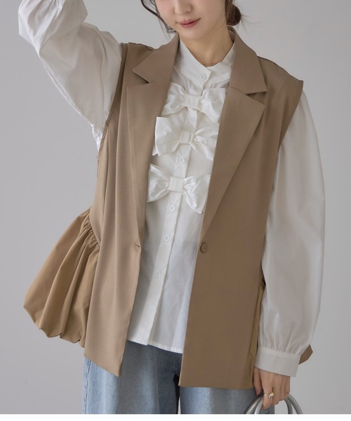 鰤子 最終値下げ！着用１回短時間 美品 ドゥセー ベスト ジレ 黒 &. NOSTALGIA ベスト ジレ 「ZOZO限定」タフタフリル切替ジレ