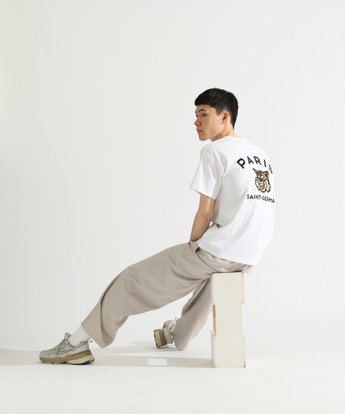 tシャツ カレッジボウタイトップス SP25s127「SunsetPark」「2025SS」 レディース メンズ tシャツ 「Paris Saint-Germain」カレッジロゴ刺しゅう Tシャツ