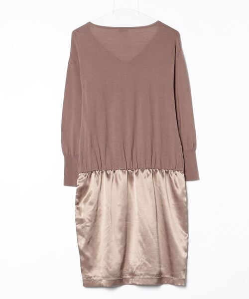 「Unaca」 長袖ワンピース 38 ブラウン レディース_画像2