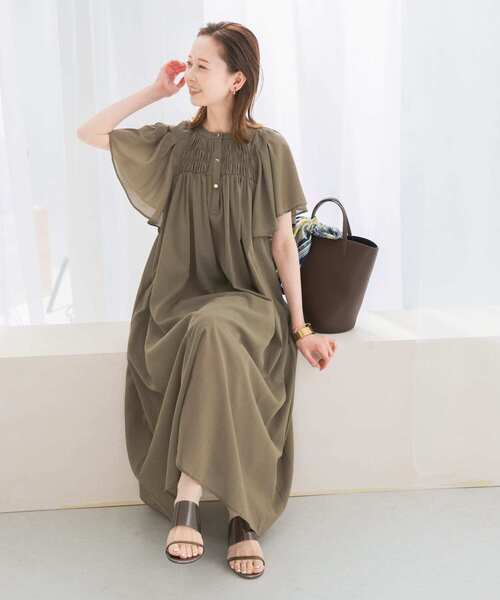 ONRI ORGANZA FABRIC シースルーフレアベルトワンピース ヘルシーな肌見せが叶うフレアスリーブレースワンピース