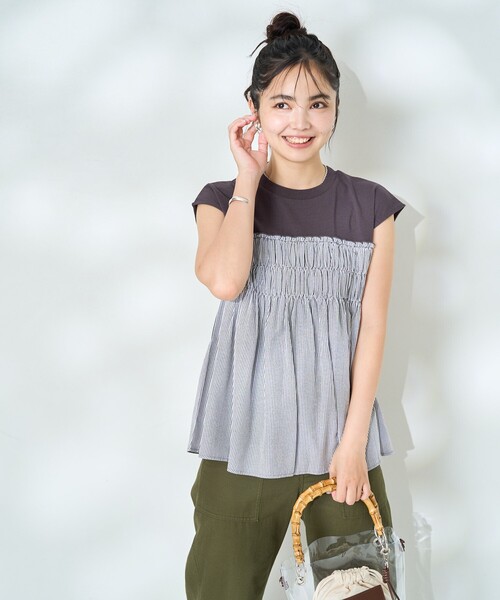 FREAK'S STORE（フリークスストア） tシャツ 半袖 ストライプ切替