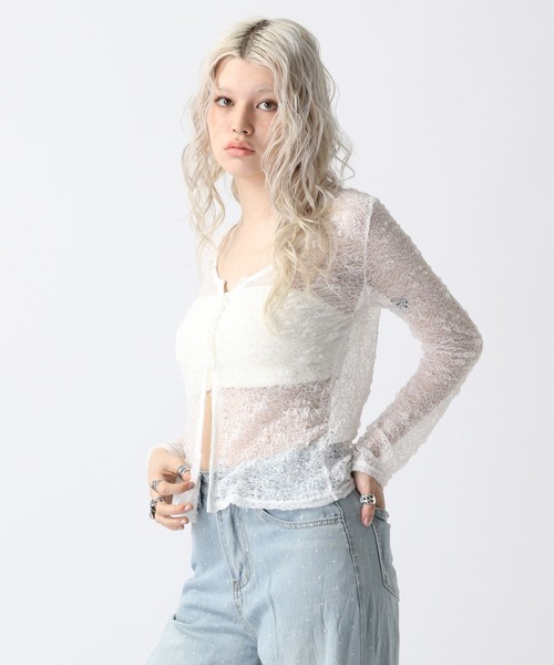 FOREVER21 カーディガン 「2025SS」レースシアーカーディガン
