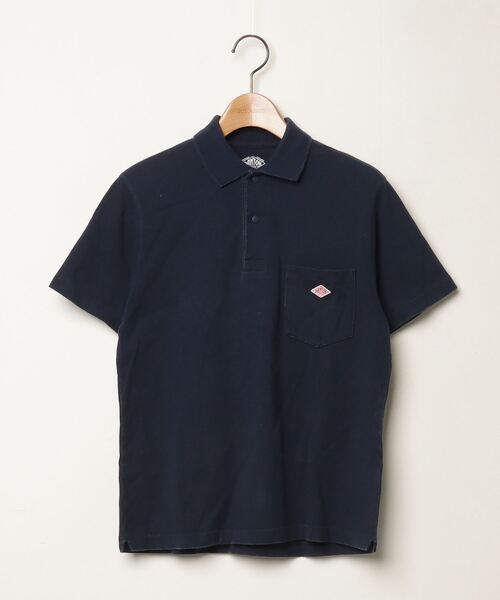 「DANTON」 ワンポイント半袖ポロシャツ 34 ネイビー レディース