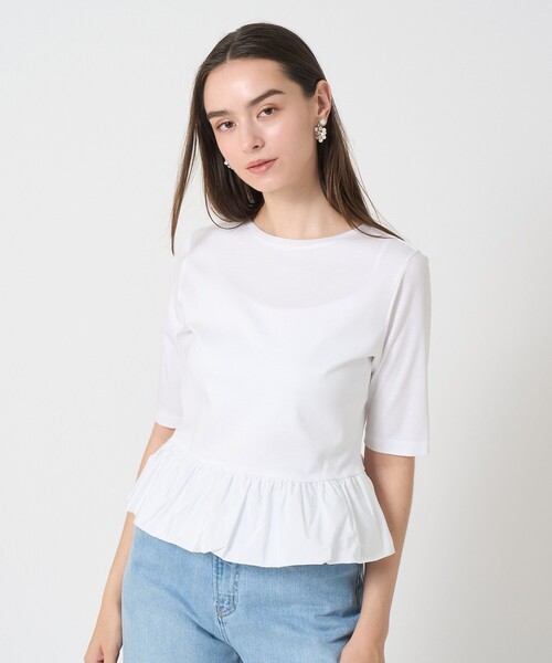 ANAYI（アナイ） tシャツ ライトポンチペプラム5分袖プルオーバー