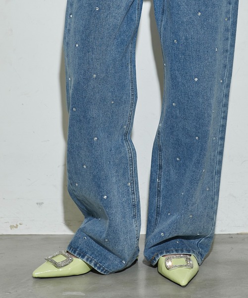 「THE YOn」 加工デニムパンツ M ブルー レディース