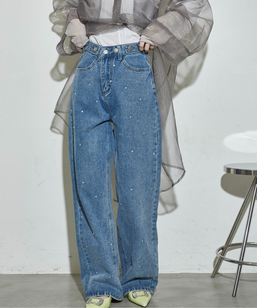 「THE YOn」 加工デニムパンツ M ブルー レディース