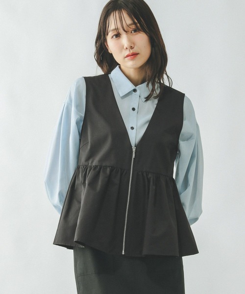 「GLOBAL WORK」 ベスト MEDIUM ベージュ レディース