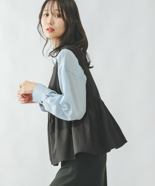 「GLOBAL WORK」 ベスト MEDIUM ベージュ レディース