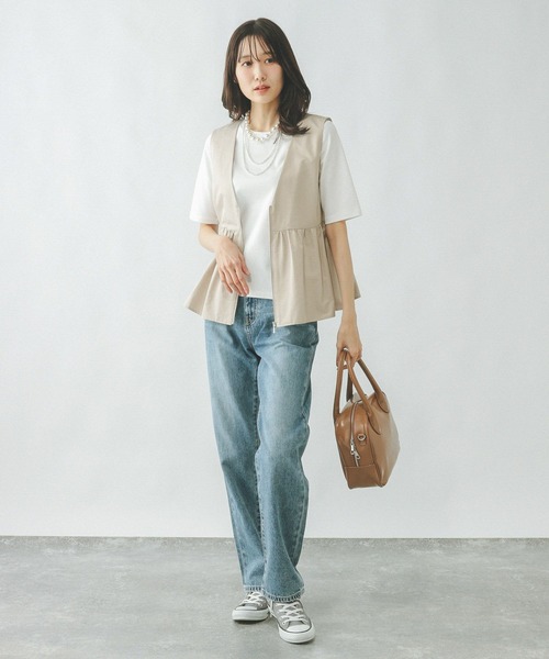 「GLOBAL WORK」 ベスト MEDIUM ベージュ レディース