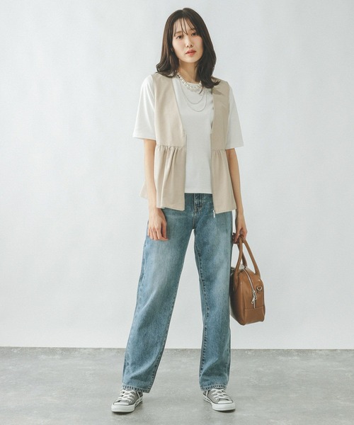 「GLOBAL WORK」 ベスト MEDIUM ベージュ レディース