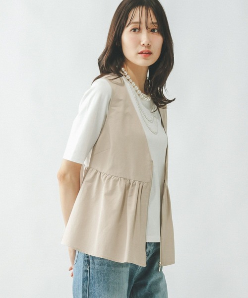 「GLOBAL WORK」 ベスト MEDIUM ベージュ レディース