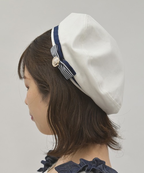 axes femme（アクシーズ ファム） 帽子 ベレー帽 マリン風リボン