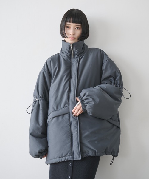 AIC. ダウンコート ダウンジャケット ドローストリングスタンドカラー