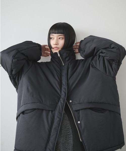 AIC. ダウンコート ダウンジャケット ドローストリングスタンドカラー