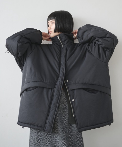 AIC. ダウンコート ダウンジャケット ドローストリングスタンドカラー
