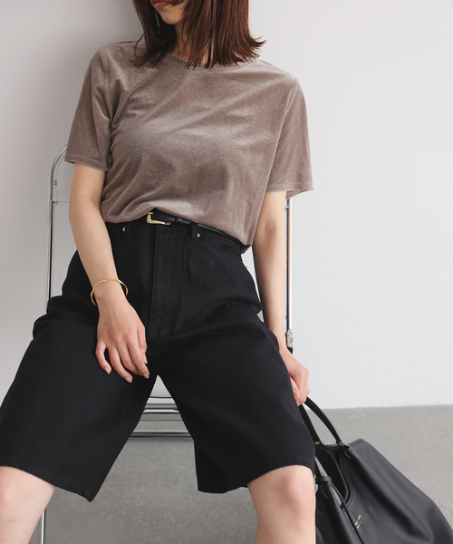 ゆぅ【SLOBE IENA】 SLOBE IENA スラックス パンツ デニムハーフパンツ レディース
