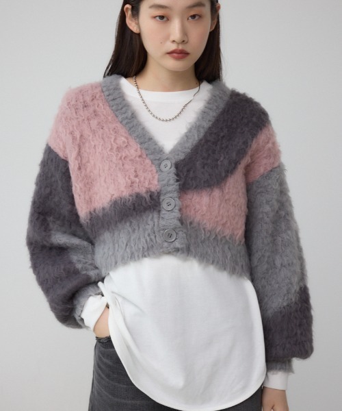 AZUL BY MOUSSY（アズールバイマウジー） カーディガン ブロッキング 