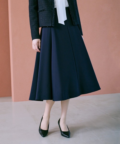 ロペ（ROPE’）/トリアセダブルクロス ハイウエストフレアスカート/イージーケア・セットアップ対応・25AW ROPE'（ロペ） スカート トリアセダブルクロス ハイウエストフレア