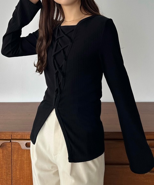 「callautia」 長袖ブラウス SMALL ブラック レディース